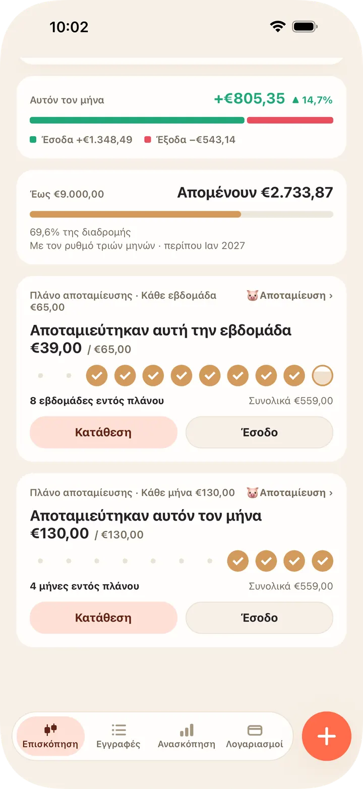 Κάθε μέρα, εβδομάδα ή μήνα — δες πόσο καιρό είσαι εντός πλάνου
