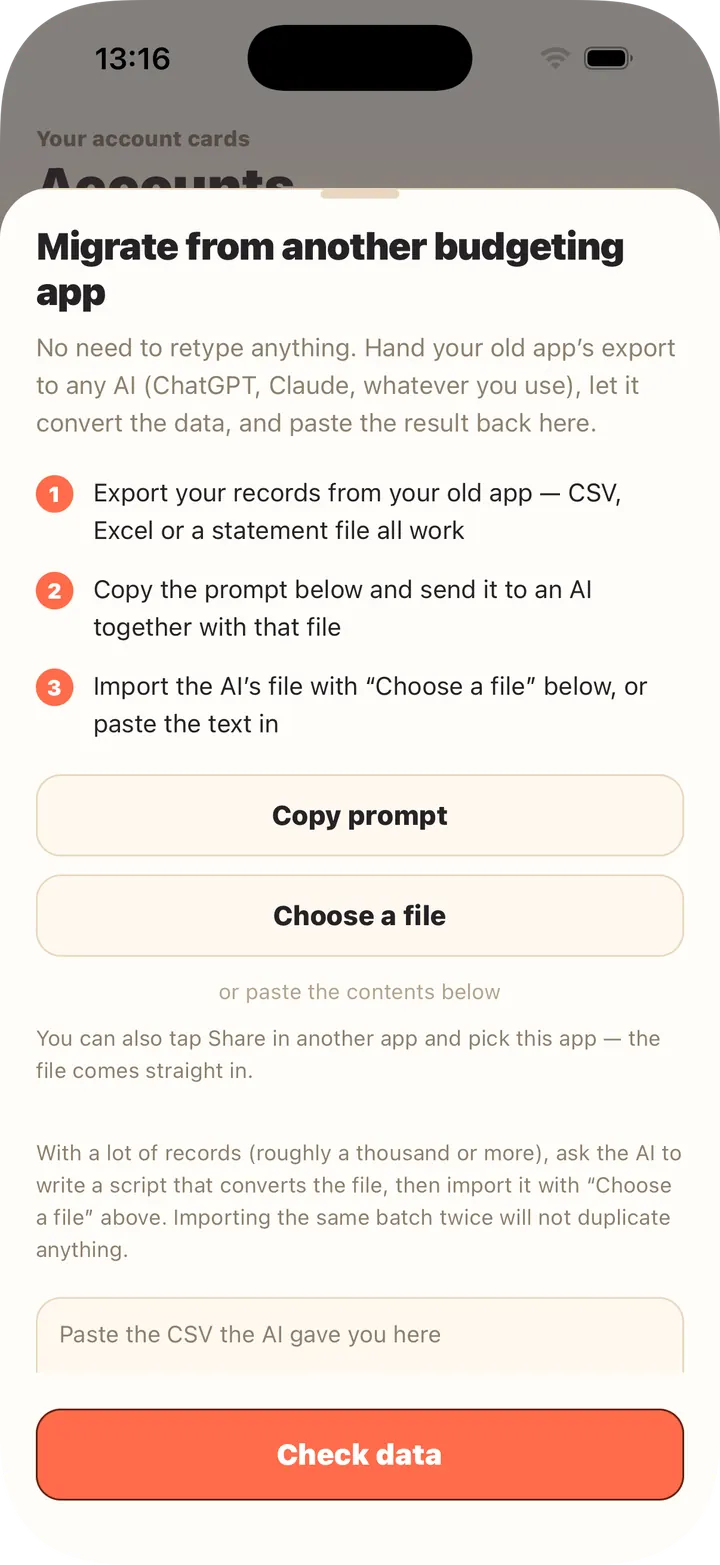 Let AI convert it — paste it in or pick the file