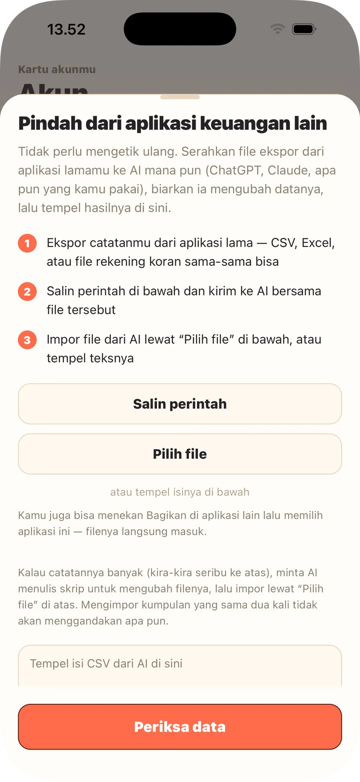 Biarkan AI mengubahnya — tempel atau pilih file