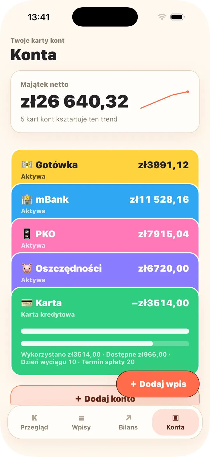 Gotówka, bank, karta — majątek liczony sam