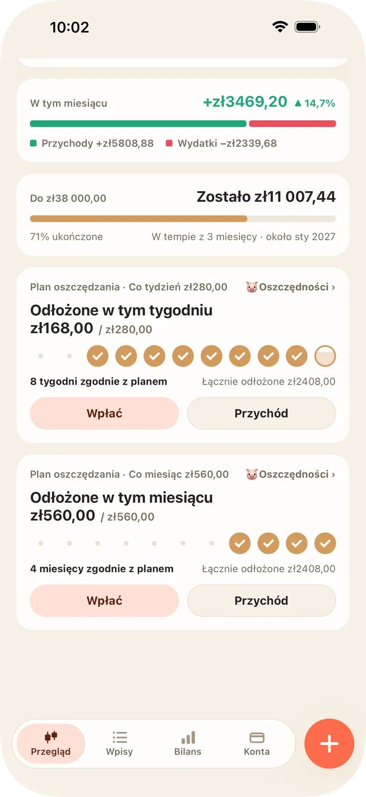 Codziennie, co tydzień, co miesiąc — widać, jak długo trzymasz plan