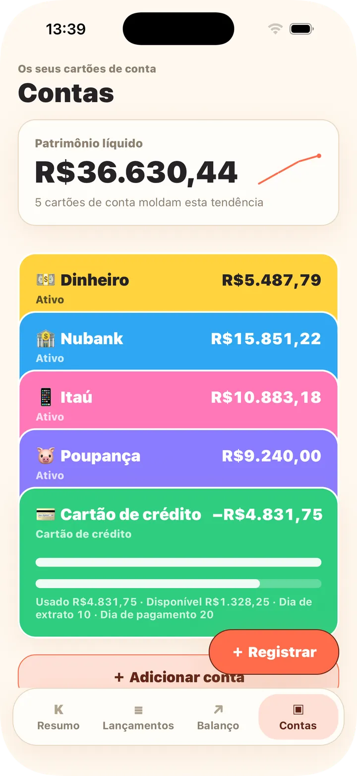 Dinheiro, banco, crédito — patrimônio automático