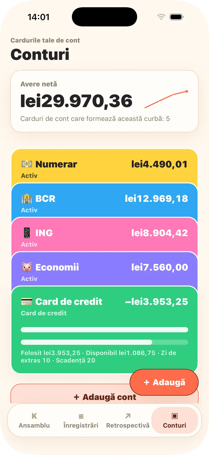 Numerar, bancă, card — averea se calculează singură